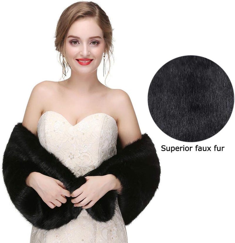 Olbye Yfe Women's Faux Fur Shawls Wraps Wedding Sleeveless Fur Wrap Shawl For Women 1920s Fur Stole Capelet - Image 3